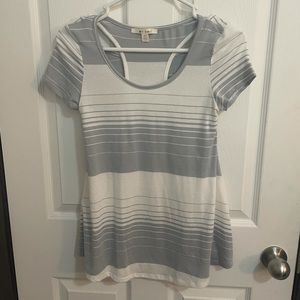 Grey and White Striped Shirt